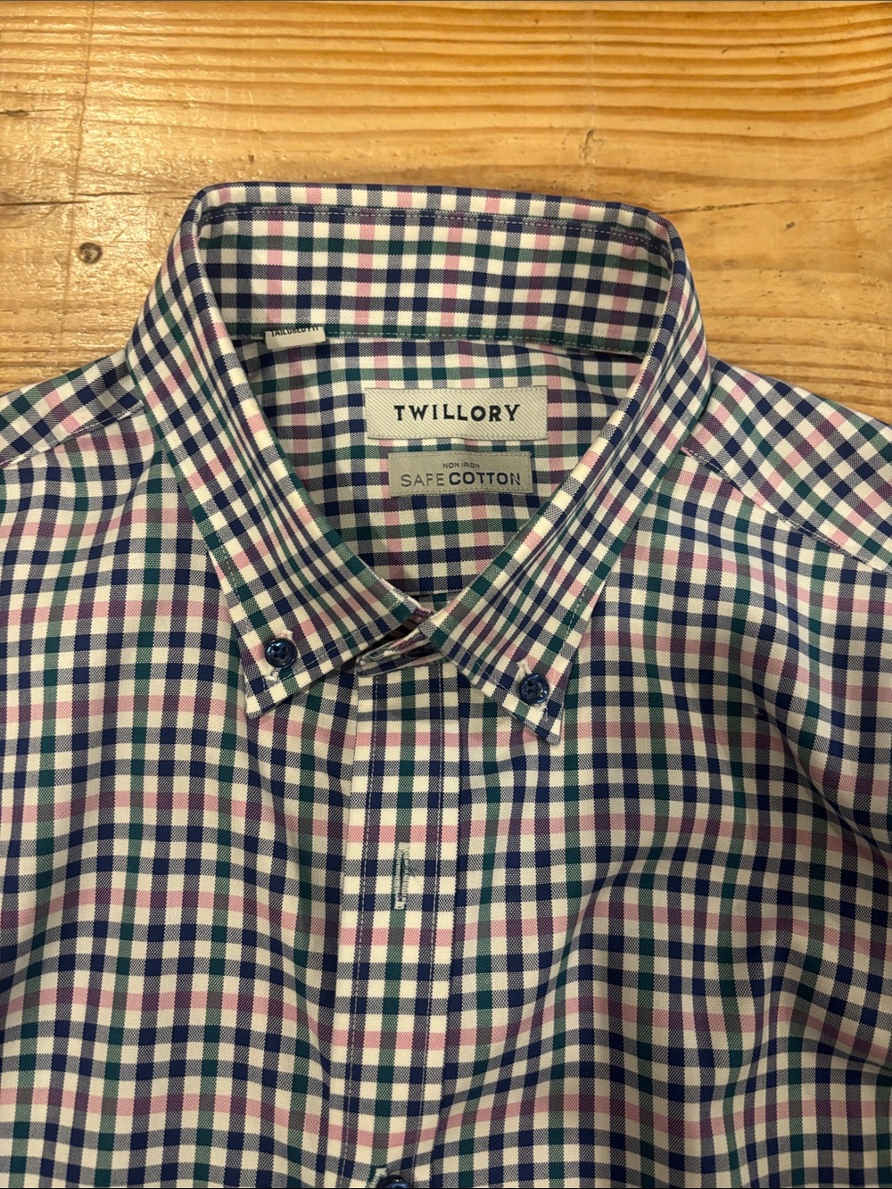 Twillory Men's Button-Down Check Shirt in Navy, Pink & Green